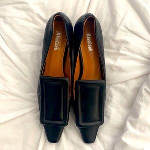 Black short block heels.  2 inch 8.5